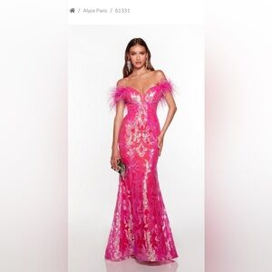 Alyce Paris Prom Formal Dress 12 Style 61331 Barbie Pink EUC